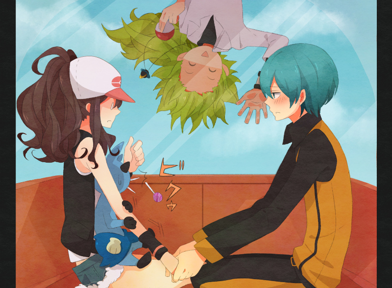 hilda, n, dewott, and ace trainer (pokemon and 1 more) drawn by atori12