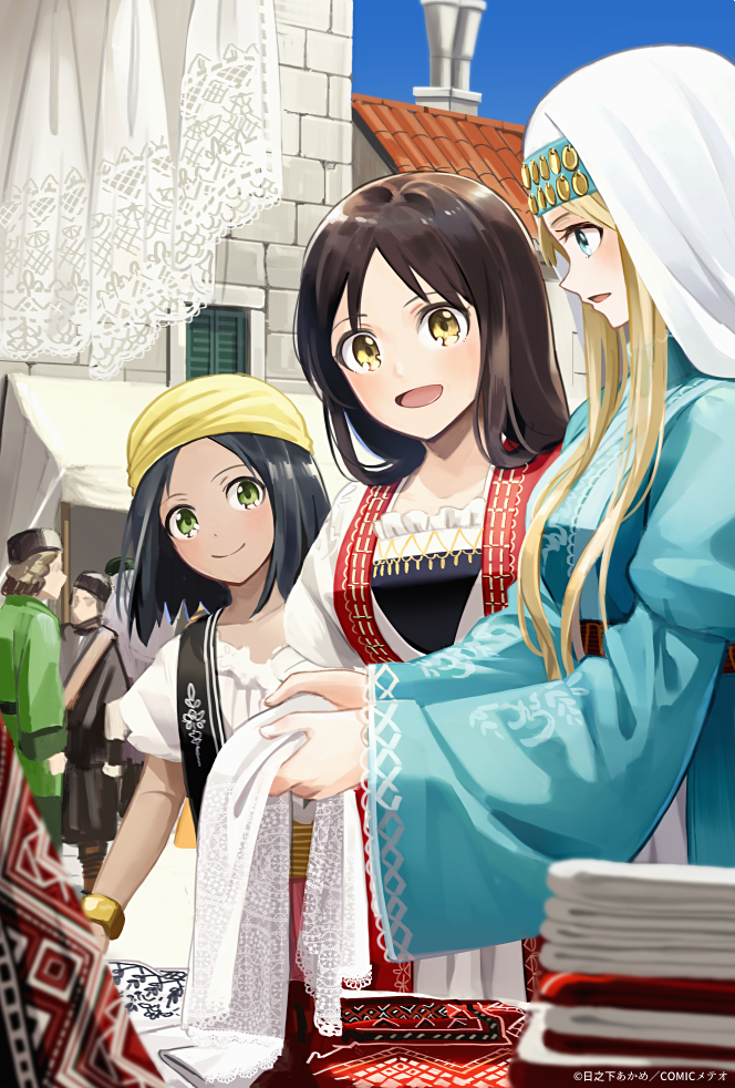lisa, olha, and tzivyah (aege-kai wo wataru hana-tachi) drawn by hinoshita_akame