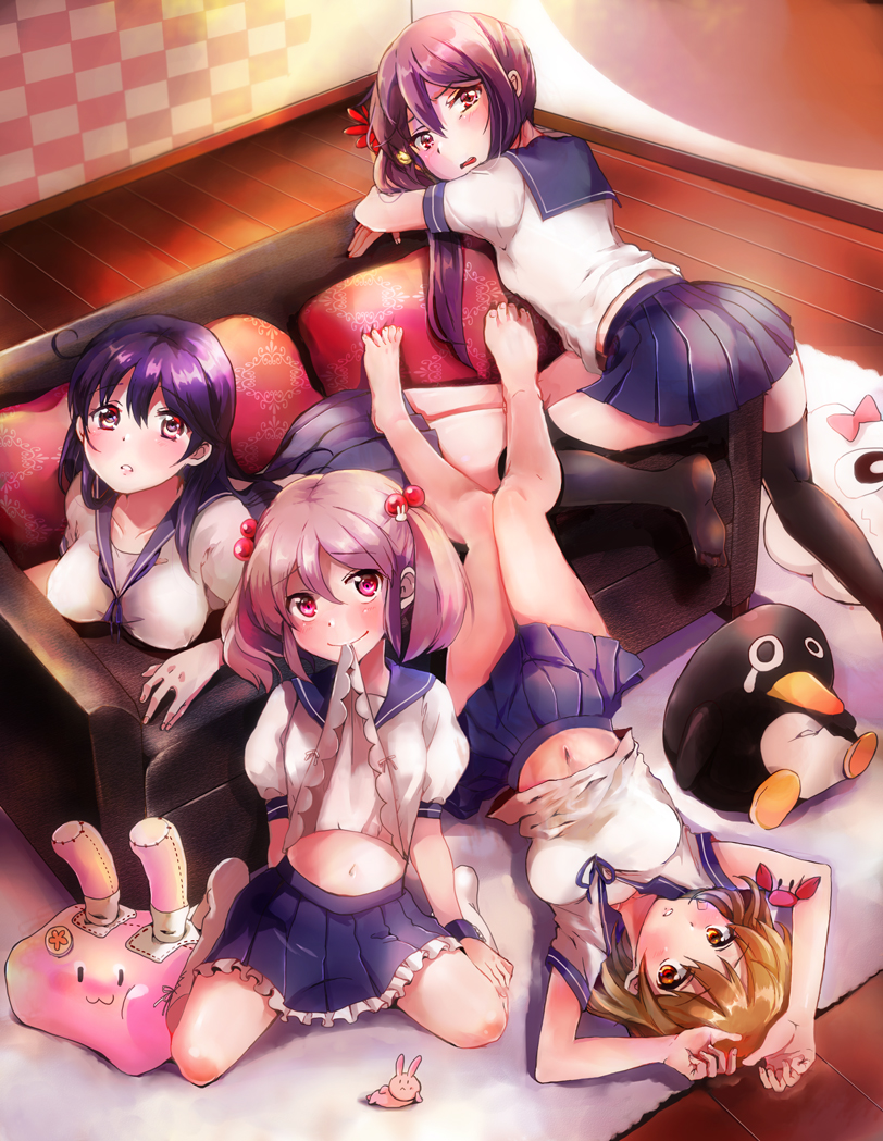 ushio, akebono, sazanami, oboro, failure penguin, and 4 more (kantai collection) drawn by inuyama_(568252)