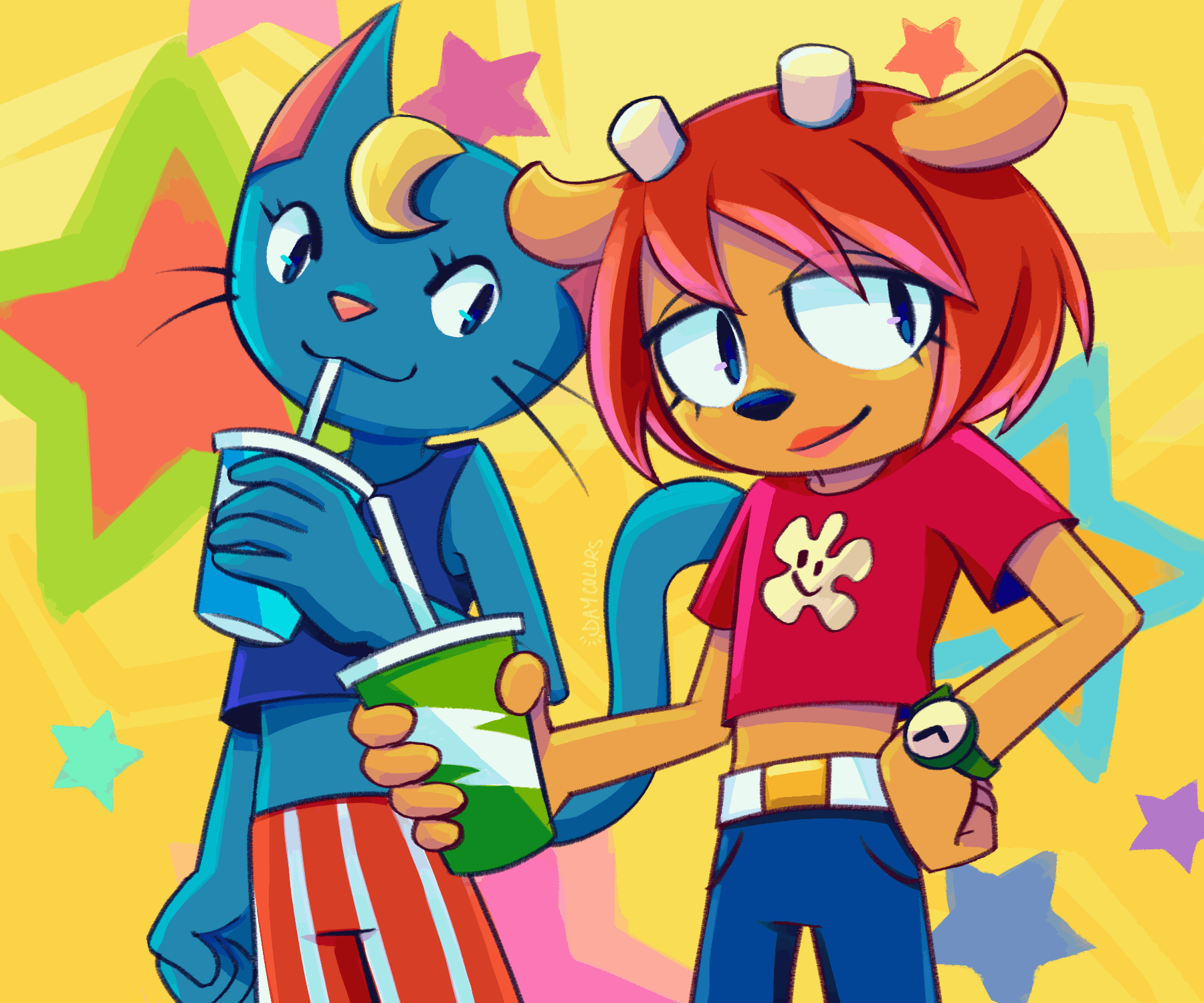 lammy and katy kat (parappa the rapper and 1 more) drawn by daycolors