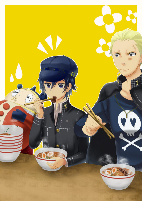 shirogane naoto, tatsumi kanji, and kuma (persona and 1 more) drawn by tsumiki_mokuba