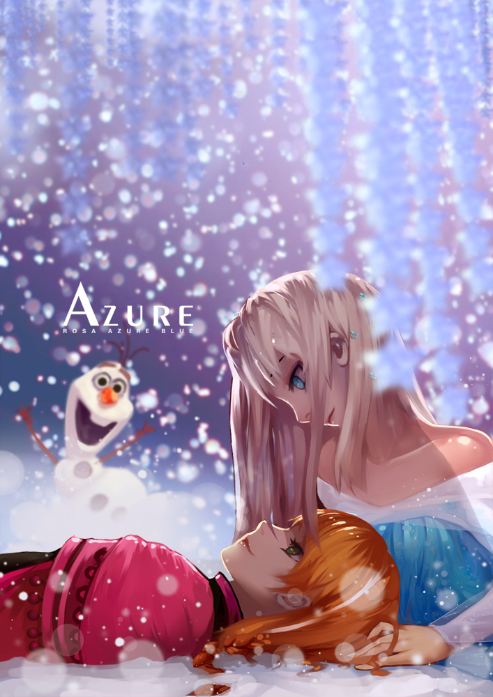 elsa, anna, and olaf (frozen) drawn by x_x_(artist)