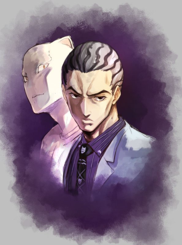 kira yoshikage, killer queen, and kawajiri kosaku (jojo no kimyou na bouken and 1 more) drawn by suruga_kreuz
