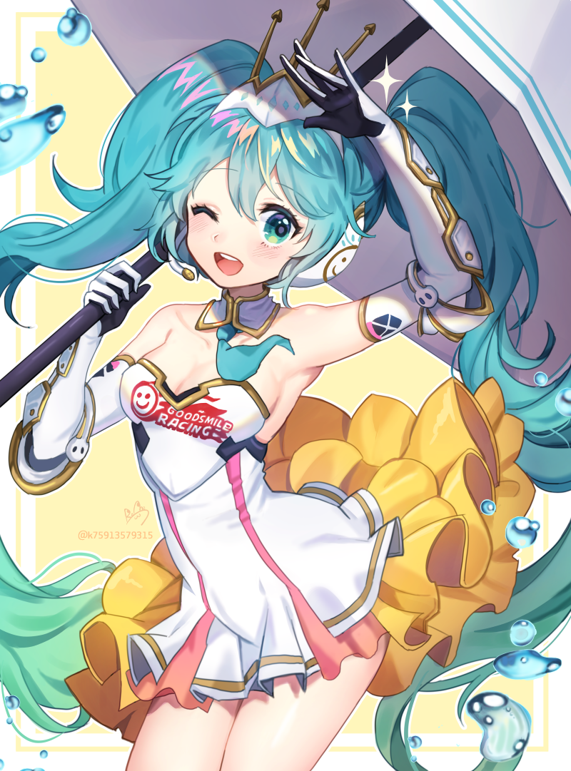hatsune miku and racing miku (vocaloid and 1 more) drawn by lerome