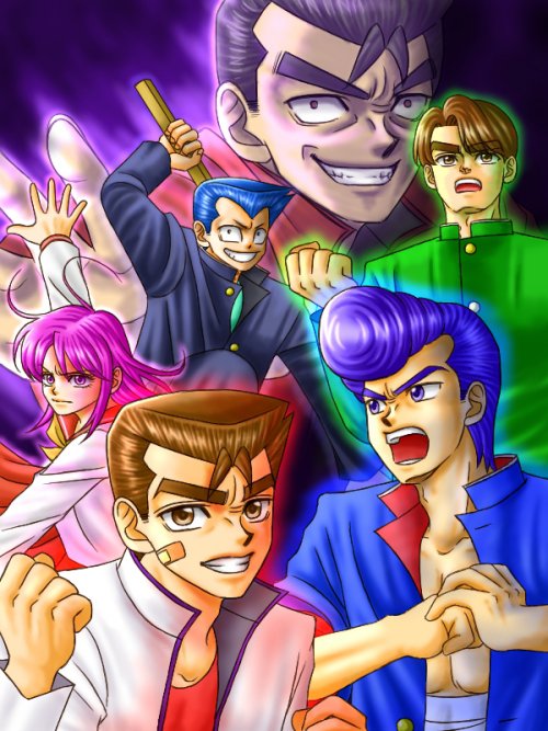 kunio-kun, riki, hasebe kazumi, yamada taiki, godai, and 1 more (kunio-kun series) drawn by mayu_fuka1031