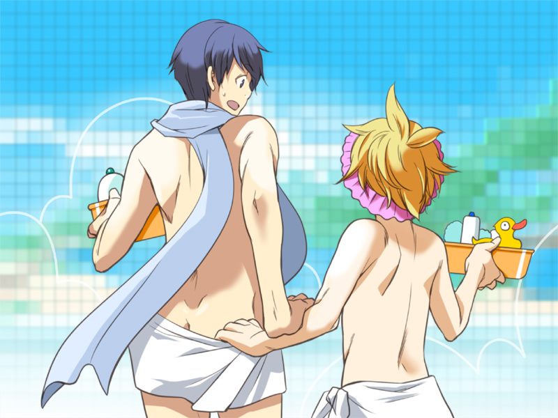 kagamine len and kaito (vocaloid) drawn by shitsuki_chika