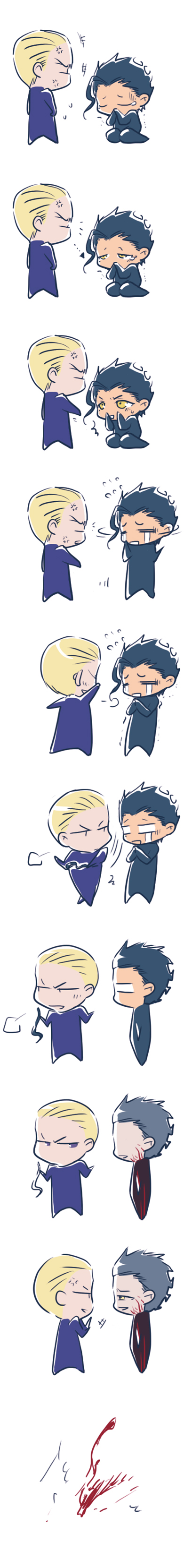 matou sakura, diarmuid ua duibhne, kayneth el-melloi archibald, and dark sakura (fate and 1 more) drawn by tihs00