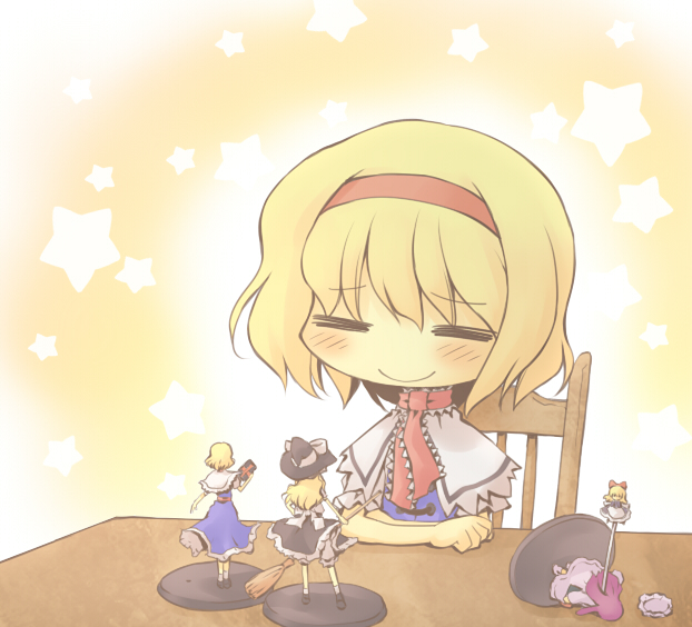 kirisame marisa, alice margatroid, patchouli knowledge, and shanghai doll (touhou) drawn by nekoguruma