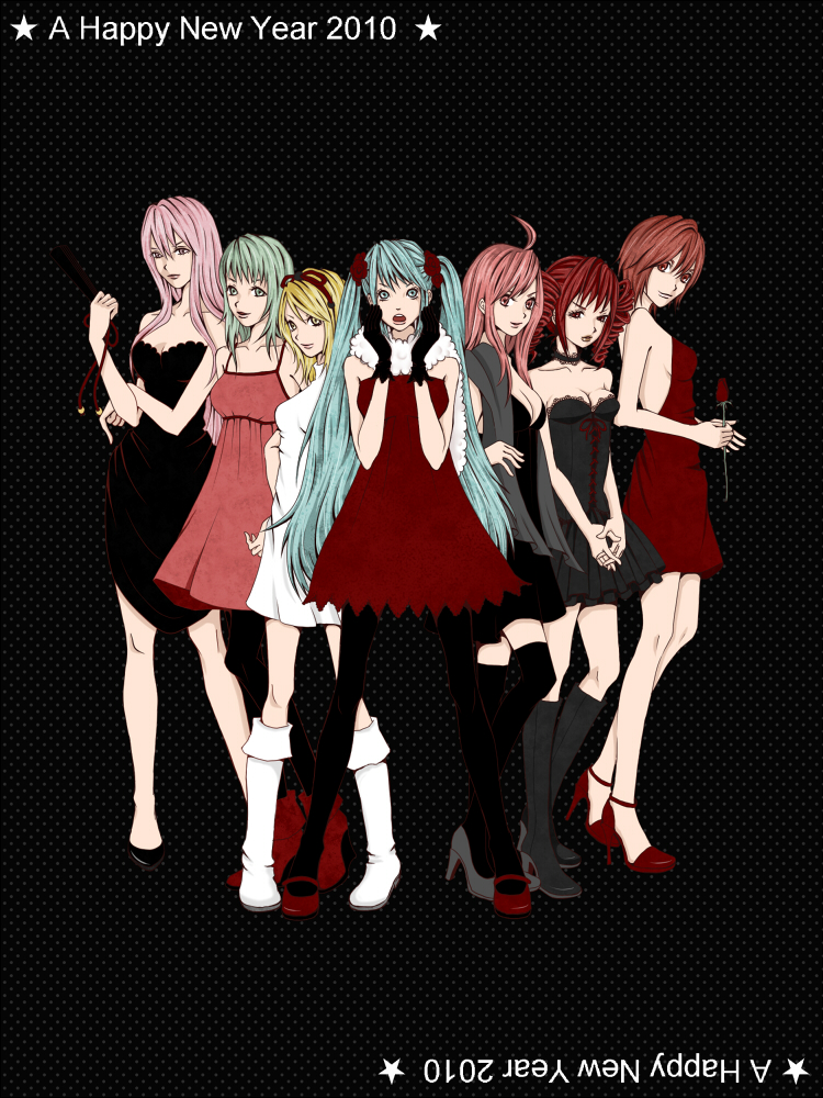 hatsune miku, kagamine rin, megurine luka, kasane teto, meiko, and 2 more (vocaloid and 1 more) drawn by kaaya_(lovenetversion)