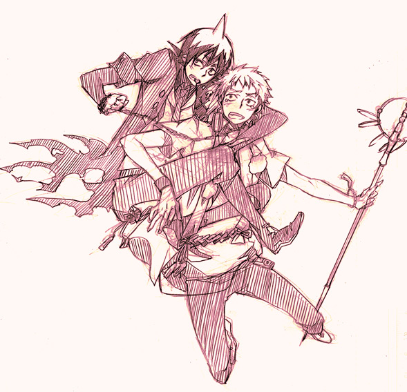 shima renzou and amaimon (ao no exorcist) drawn by yoda_(hry)