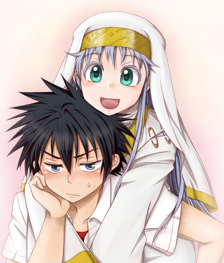 kamijou touma and index (toaru majutsu no index) drawn by longerthan