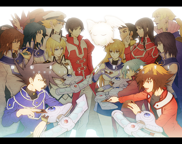 yuki judai, tenjouin asuka, manjoume jun, johan andersen, marufuji ryo, and 10 more (yu-gi-oh! and 1 more) drawn by tea_(retroz)