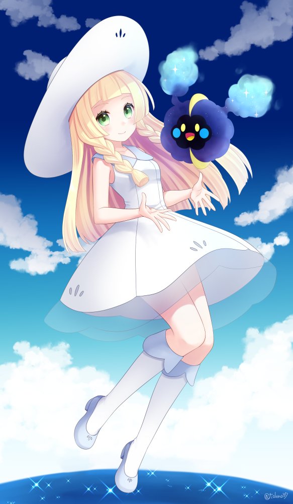 lillie and cosmog (pokemon and 1 more) drawn by stardrop