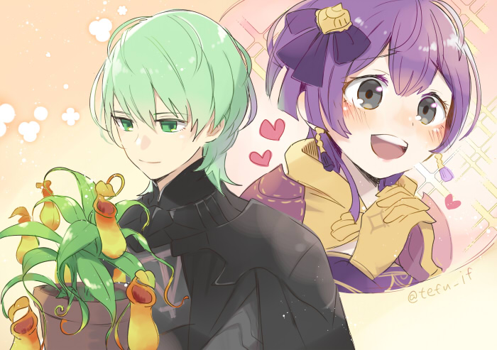 bernadetta von varley and male byleth (fire emblem and 1 more) drawn by tefutene