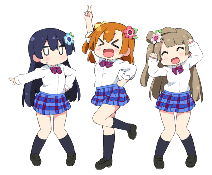 sonoda umi, minami kotori, and kosaka honoka (love live! and 1 more) drawn by miyako_hito