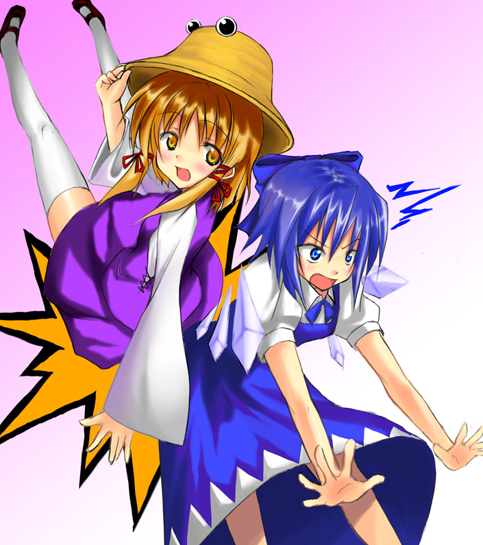 cirno and moriya suwako (touhou) drawn by tsujigiri