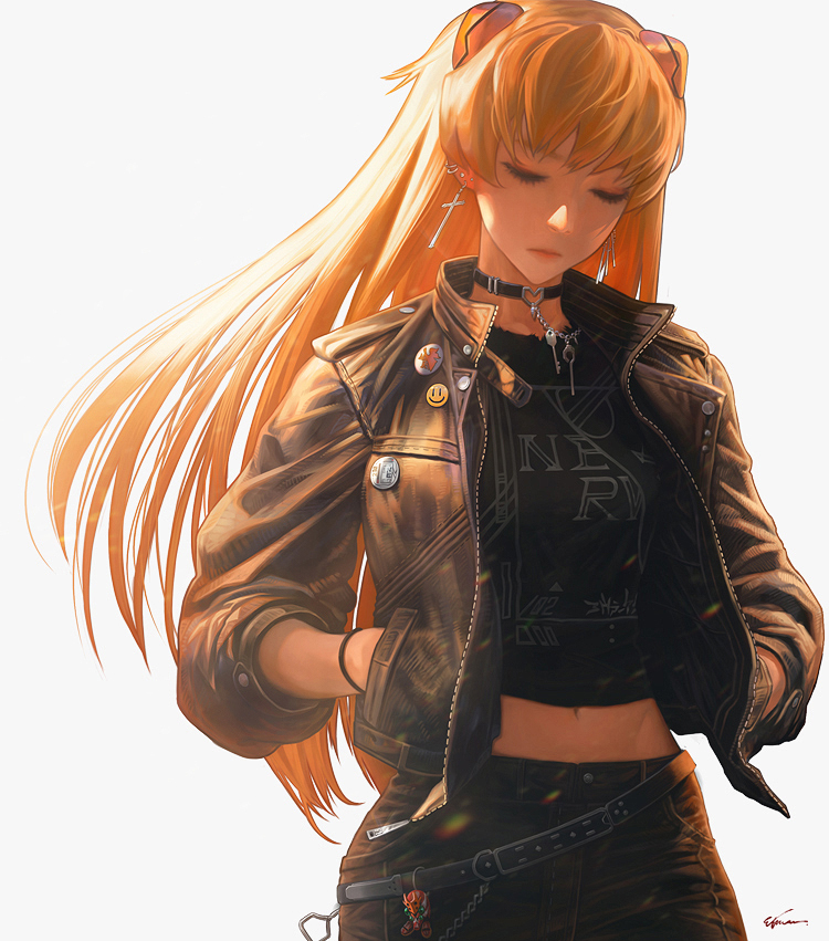 souryuu asuka langley and eva 02 (neon genesis evangelion) drawn by etama_quomo