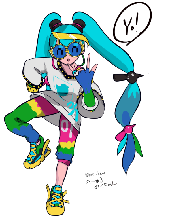 hatsune miku and normal miku (pokemon and 2 more) drawn by kurenai_(hekiraiku7)