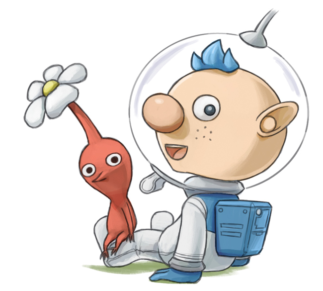 red pikmin and alph (pikmin) drawn by naru_(wish_field)