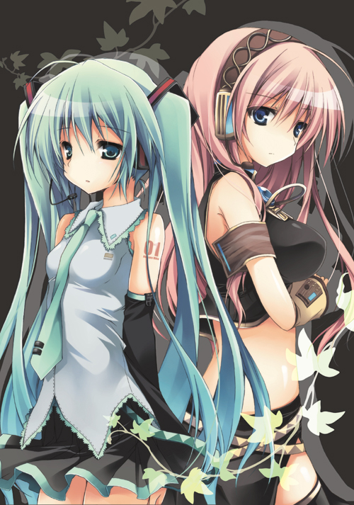 hatsune miku and megurine luka (vocaloid) drawn by purinpurin
