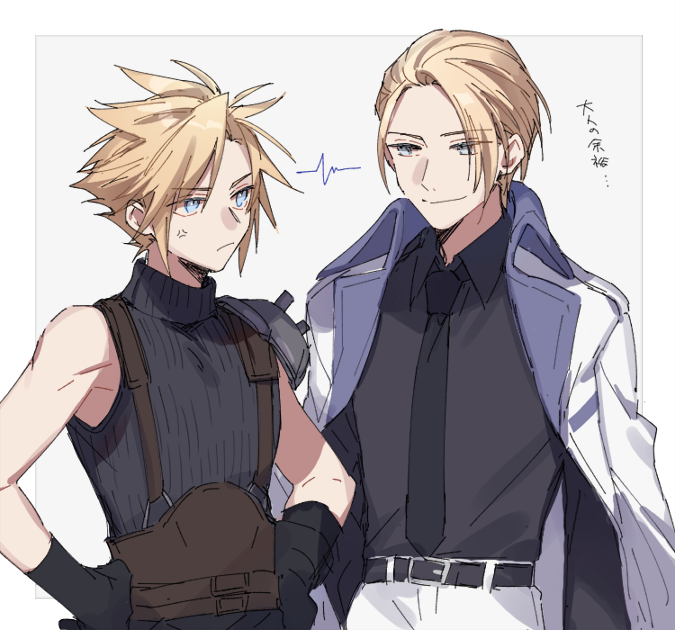 cloud strife and rufus shinra (final fantasy and 2 more) drawn by tooru_(jux)