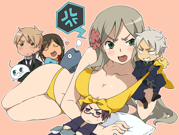 united kingdom, prussia, hungary, seychelles, austria, and 1 more (axis powers hetalia) drawn by arieko