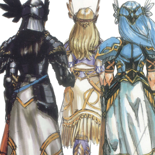 lenneth valkyrie, hrist valkyrie, and silmeria valkyrie (valkyrie profile)