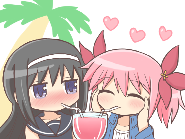 akemi homura and kaname madoka (mahou shoujo madoka magica) drawn by reverse_(bluefencer)