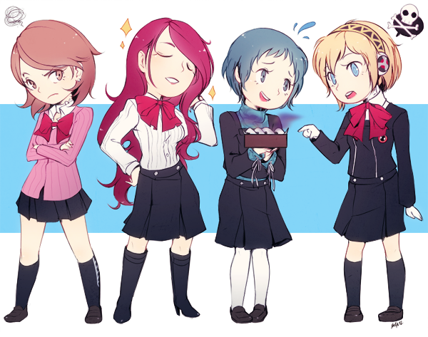 aigis, takeba yukari, kirijou mitsuru, and yamagishi fuuka (persona and 1 more) drawn by hanpetos
