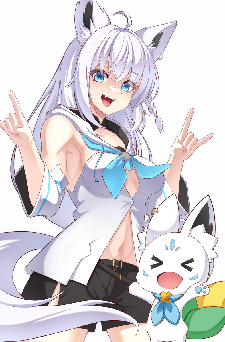 shirakami fubuki and sukonbu (hololive) drawn by yorunaku_tanishi