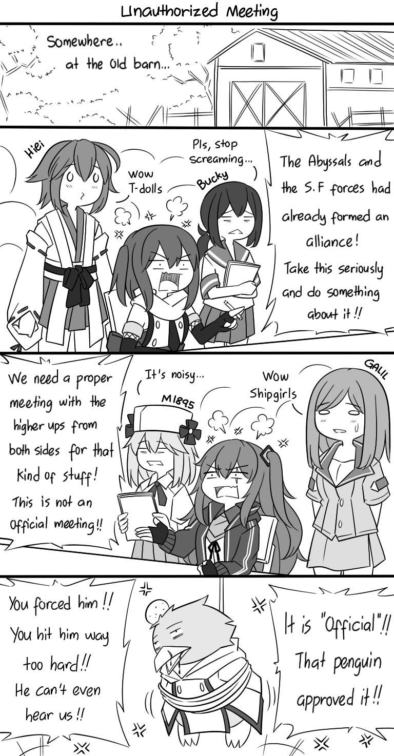 admiral, fubuki, sendai, hiei, ump45, and 4 more (kantai collection and 1 more) drawn by guin_guin