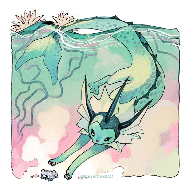 vaporeon and shellder (pokemon) drawn by ver_(verface)