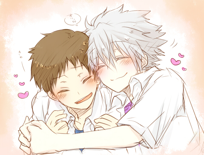 ikari shinji and nagisa kaworu (neon genesis evangelion) drawn by haruno_(flower7_nagi)
