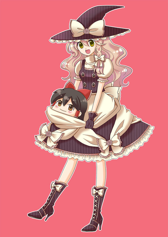 hakurei reimu and kirisame marisa (touhou) drawn by jaack