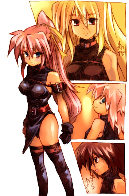 fate testarossa, signum, caro ru lushe, and erio mondial (lyrical nanoha and 2 more) drawn by kouno_hikaru