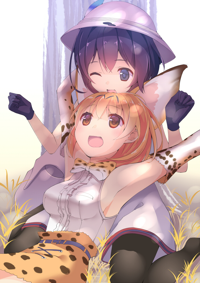 serval and kaban (kemono friends) drawn by akesaka_iku