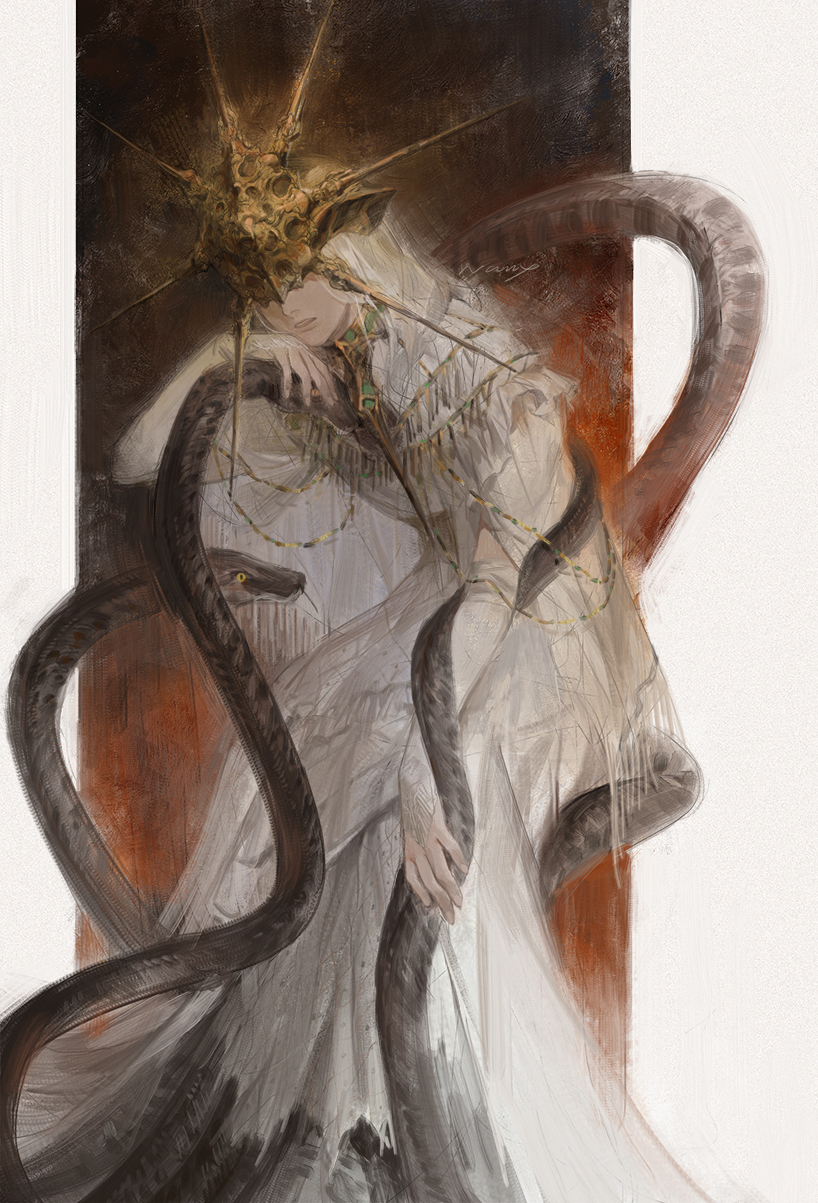 dark sun gwyndolin (dark souls and 1 more) drawn by naux