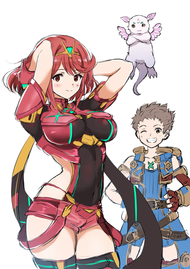 pyra and rex (xenoblade chronicles and 1 more) drawn by yuuuun0218