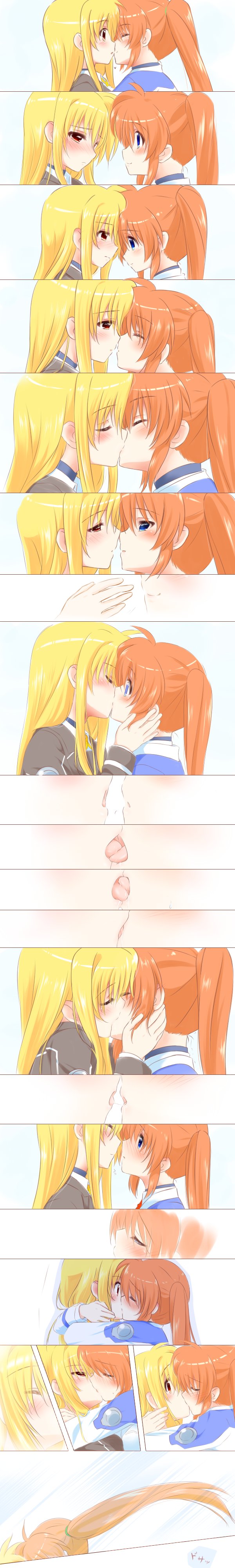 fate testarossa and takamachi nanoha (lyrical nanoha and 3 more) drawn by kerorokjy