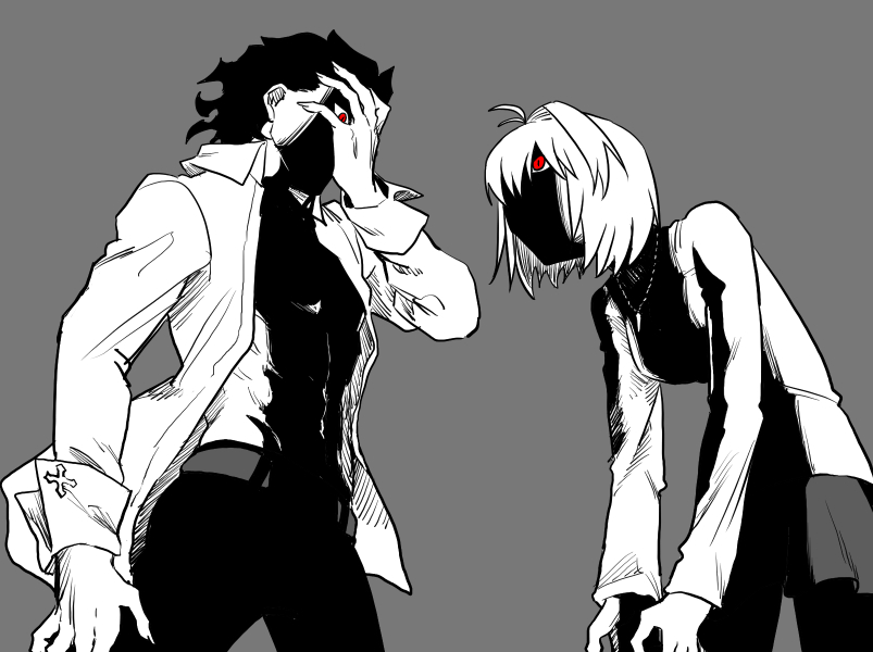 arcueid brunestud and michael roa valdamjong (tsukihime) drawn by metarogu