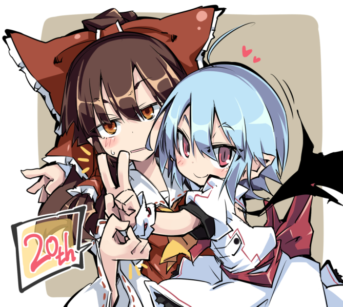 hakurei reimu and remilia scarlet (touhou) drawn by noya_makoto