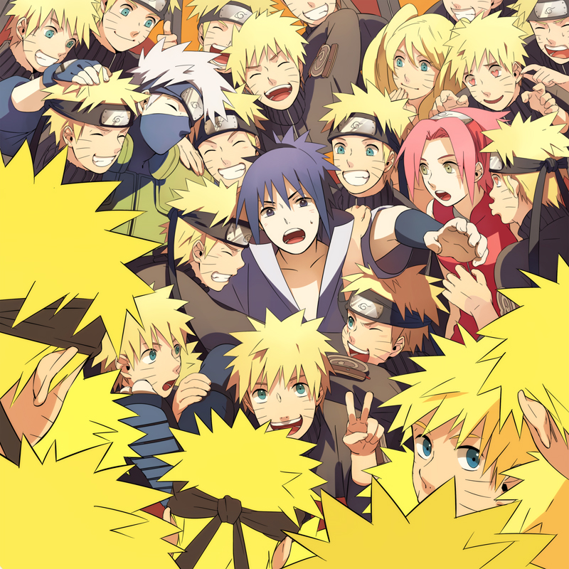 haruno sakura, uzumaki naruto, uchiha sasuke, hatake kakashi, and naruko (naruto) drawn by oba-min