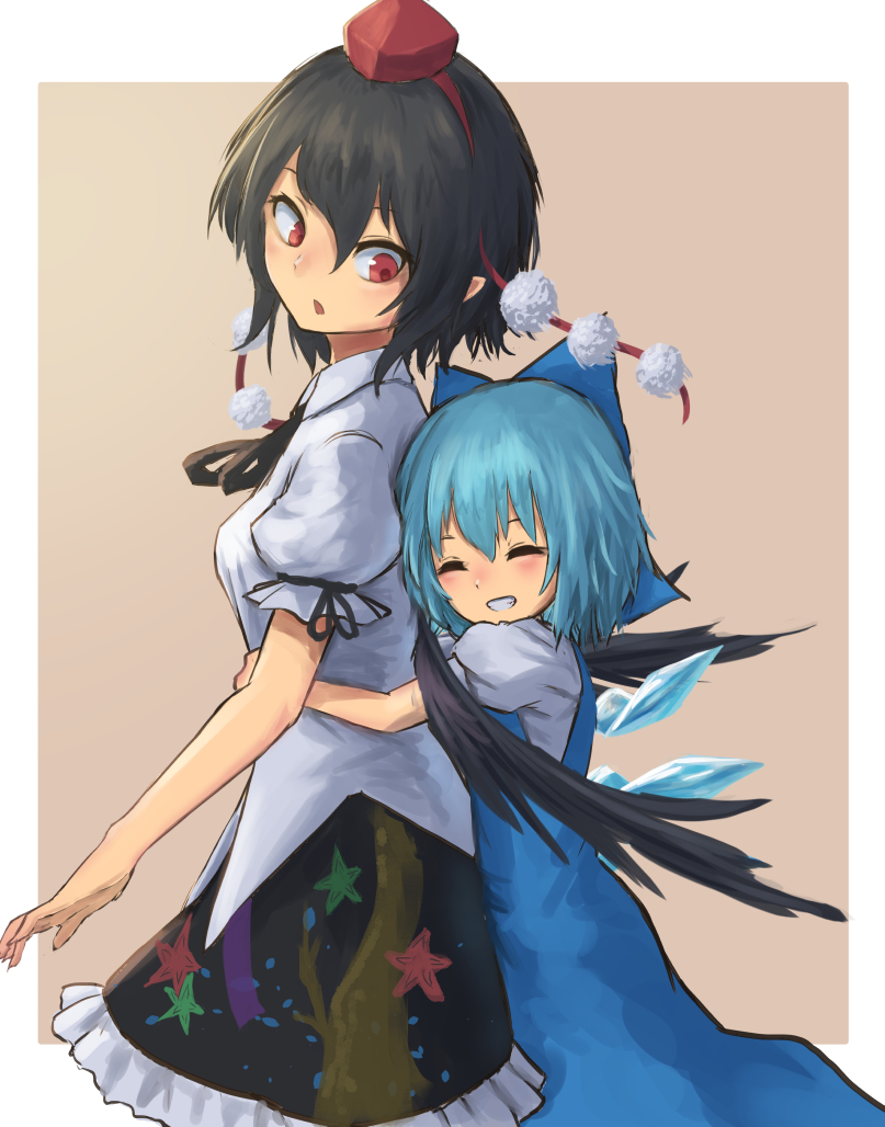 cirno and shameimaru aya (touhou) drawn by roke_(taikodon)