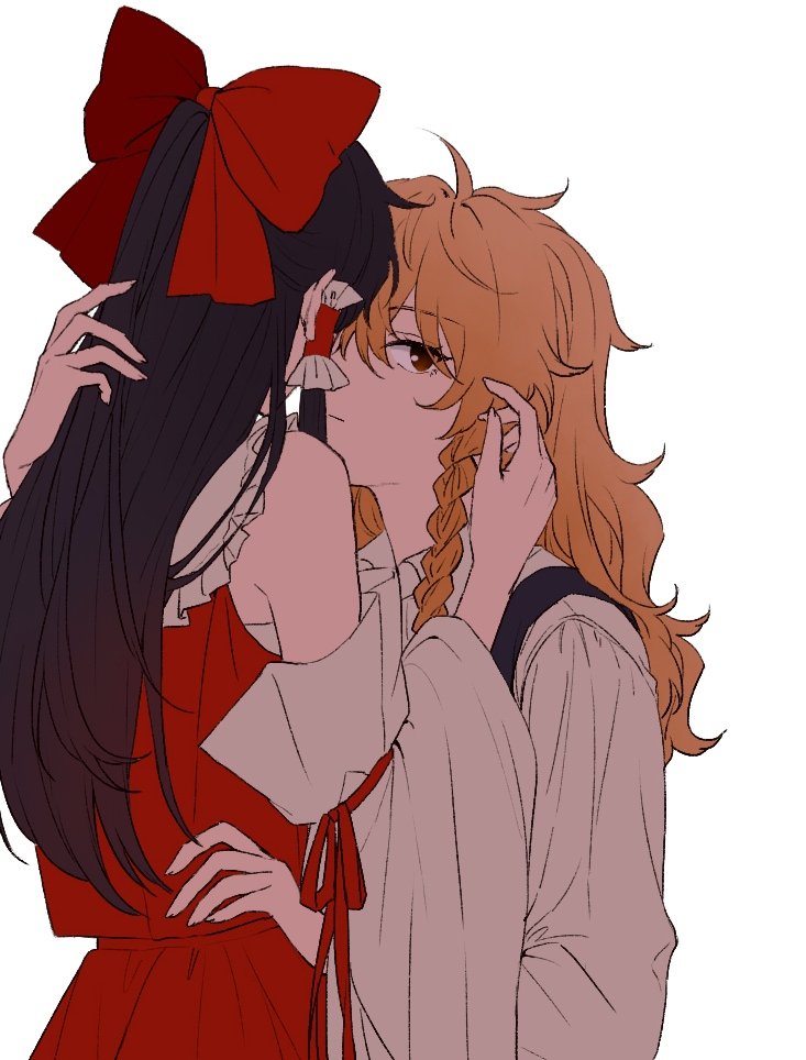 hakurei reimu and kirisame marisa (touhou) drawn by hitte5416