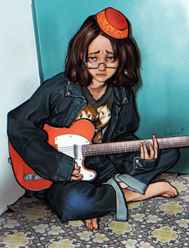 nakano azusa, hirasawa yui, and shefika (original and 1 more) drawn by andrew_y