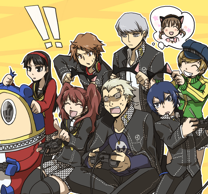 narukami yu, shirogane naoto, satonaka chie, kujikawa rise, amagi yukiko, and 4 more (persona and 1 more) drawn by najo_(nasuno)
