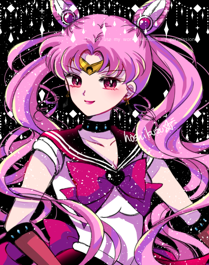 chibi usa and black lady (bishoujo senshi sailor moon and 1 more) drawn by hoshikuzu_(milkyway792)