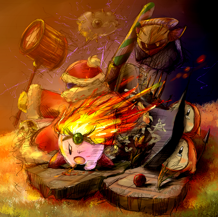 kirby, meta knight, waddle dee, king dedede, kracko, and 1 more (kirby) drawn by watakokyu