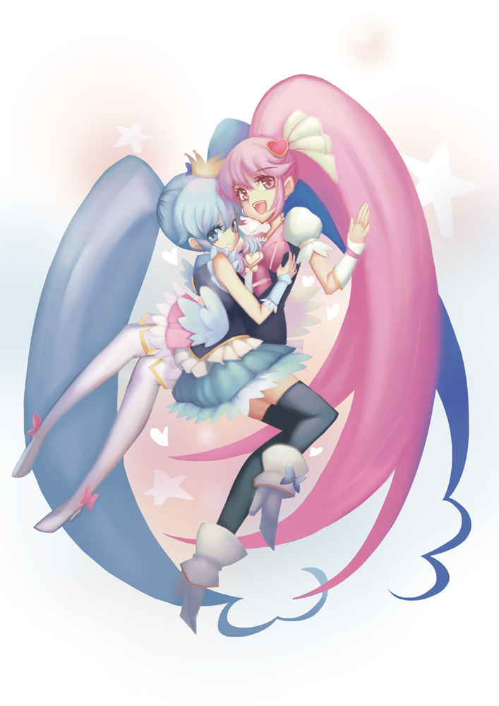 shirayuki hime, aino megumi, cure lovely, and cure princess (precure and 1 more) drawn by kantachi