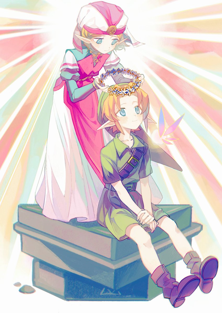 link, princess zelda, young link, navi, and young zelda (the legend of zelda and 1 more) drawn by celiahoodcat